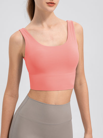 Scoop Neck Wide Strap Active Tank Coral