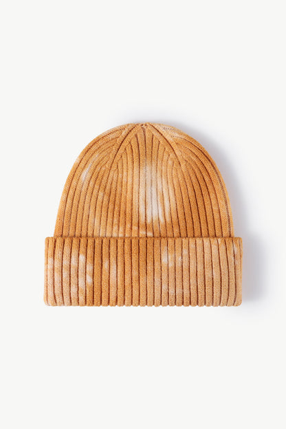 Tie-Dye Ribbed Cuffed Beanie Mustard One Size