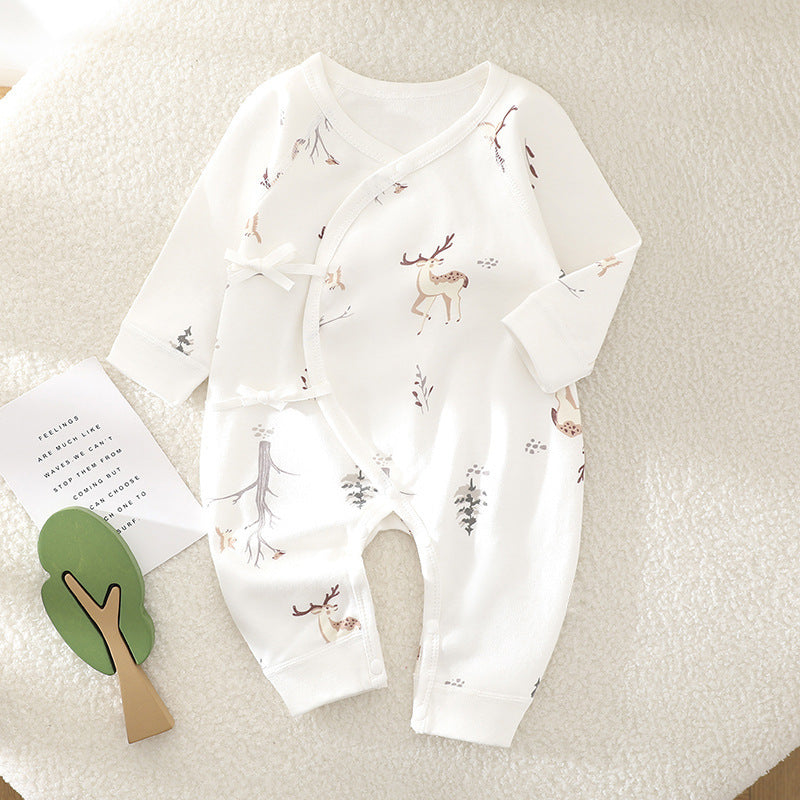 Long Sleeve One-piece Rompers Cute Pure Cotton Lin Shen Saw Deer