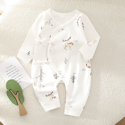 Long Sleeve One-piece Rompers Cute Pure Cotton Lin Shen Saw Deer