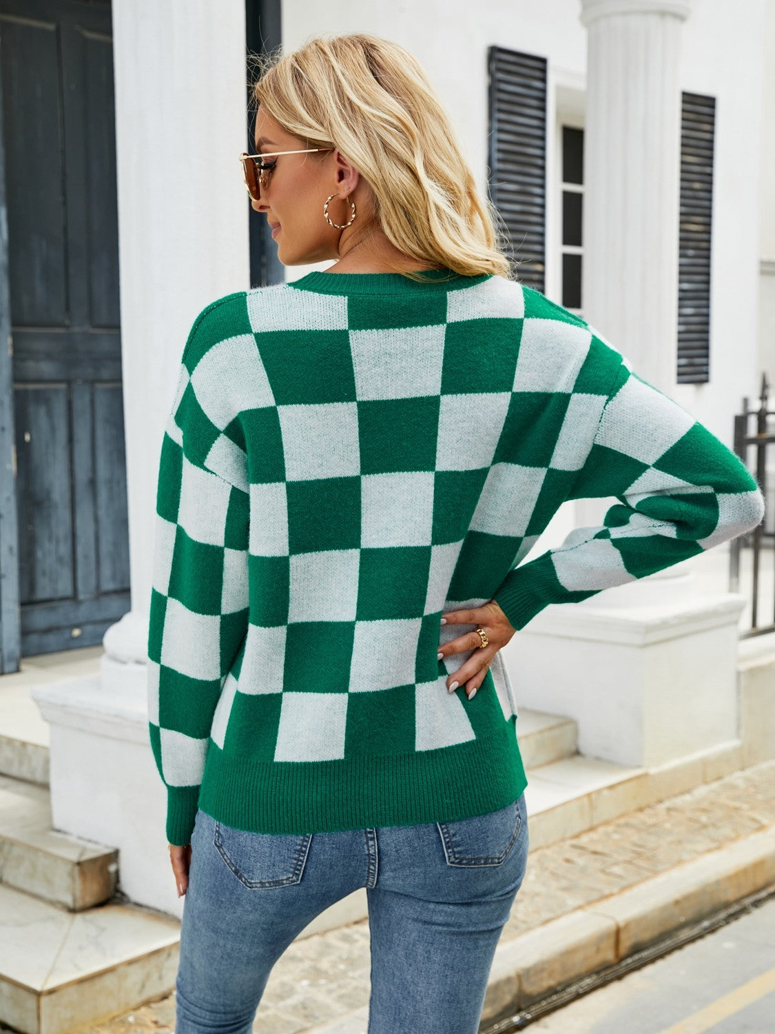 Checkered Round Neck Sweater