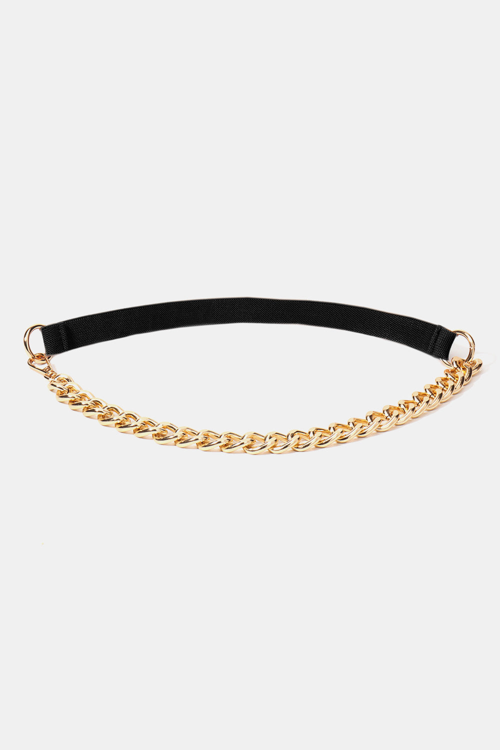 Half Alloy Chain Elastic Belt Black Gold One Size