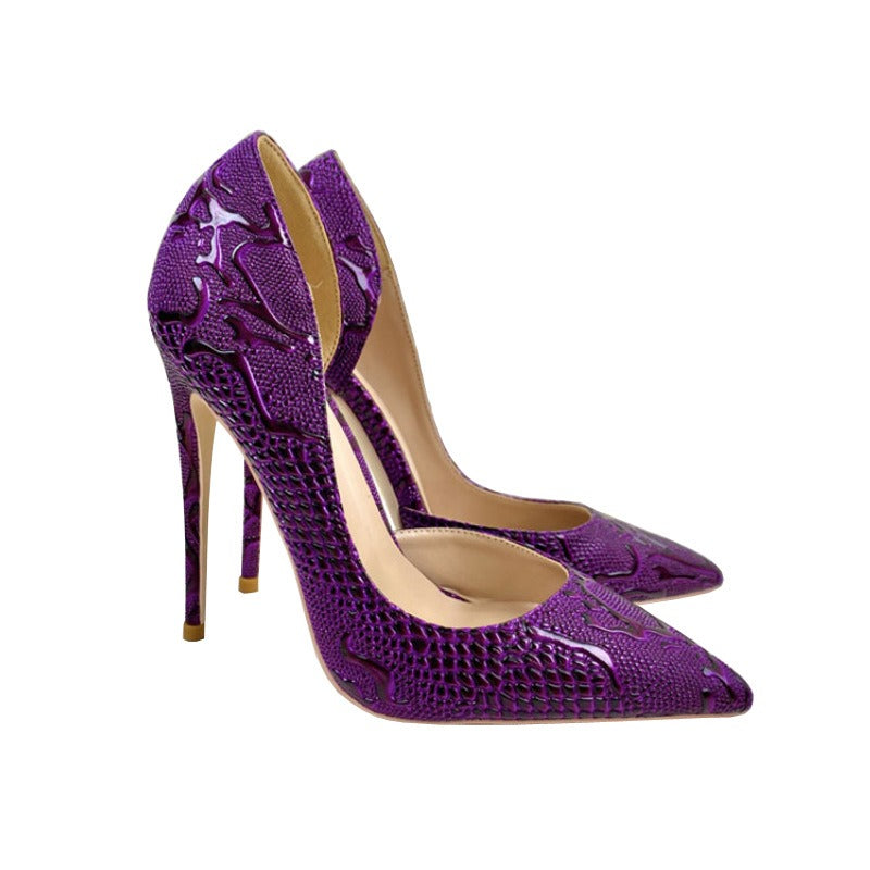 Rosa high heels, pointed toe, slim heel, side cutout, women's footwear.