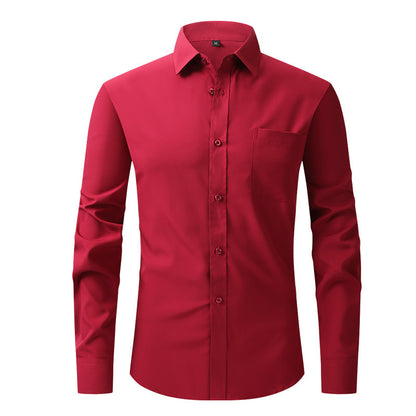 Men's Business Casual Long Sleeve Shirt W710 Wine red