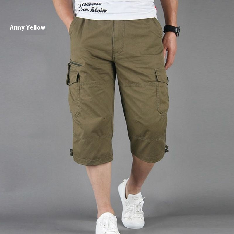 Men's Loose Thin Multi-pocket Outdoor Sports And Casual Shorts Military Yellow