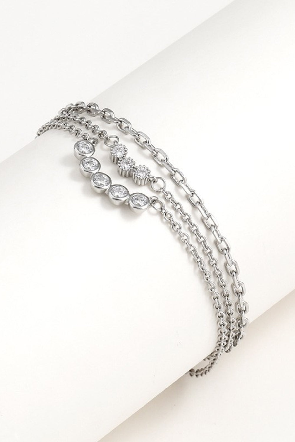 Zircon Layered Bracelet Silver One Size