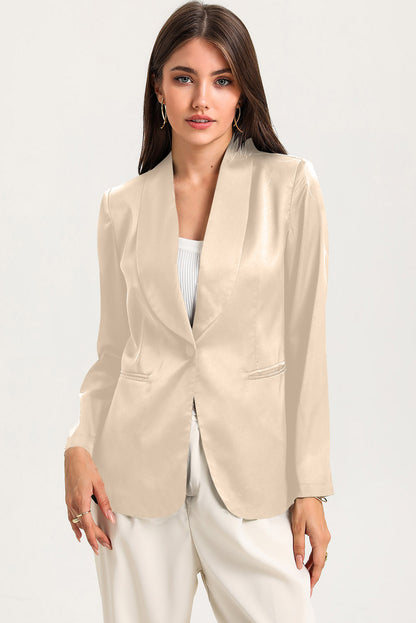 Long Sleeve Shawl Collar Blazer Sand