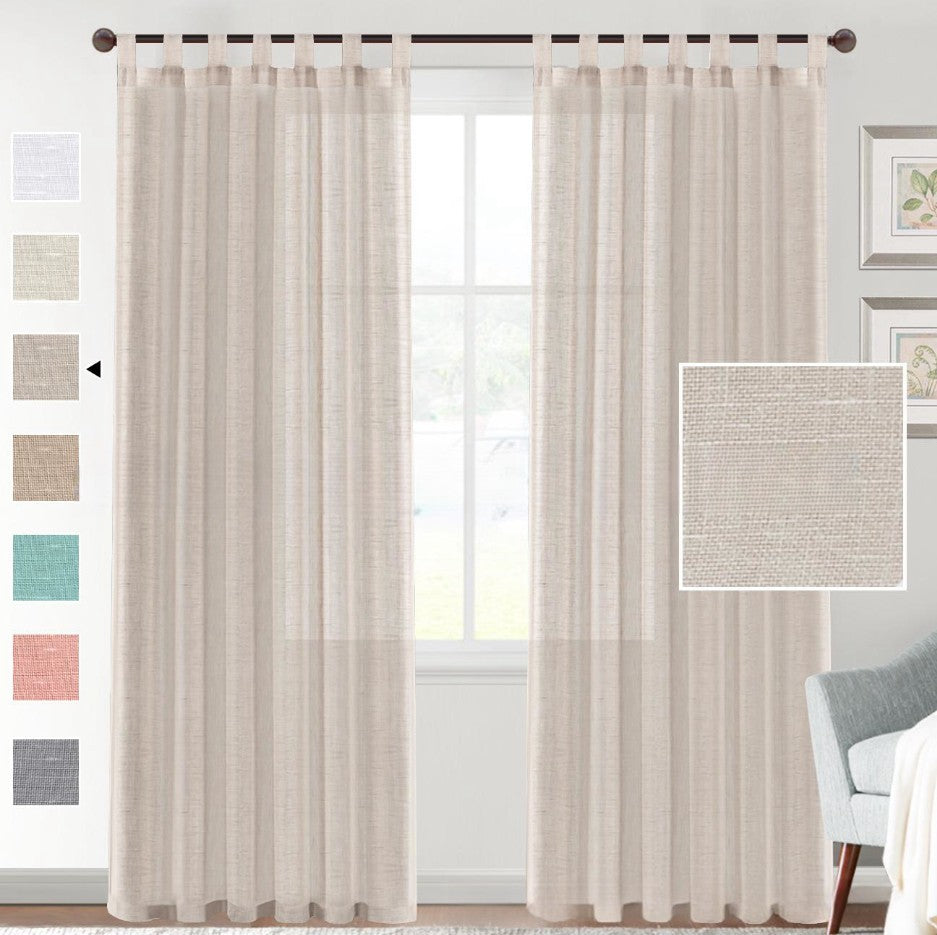 Linen Yarn Curtain Transparent Window Screen – Semi-Sunshade Modern Simplicity Linen