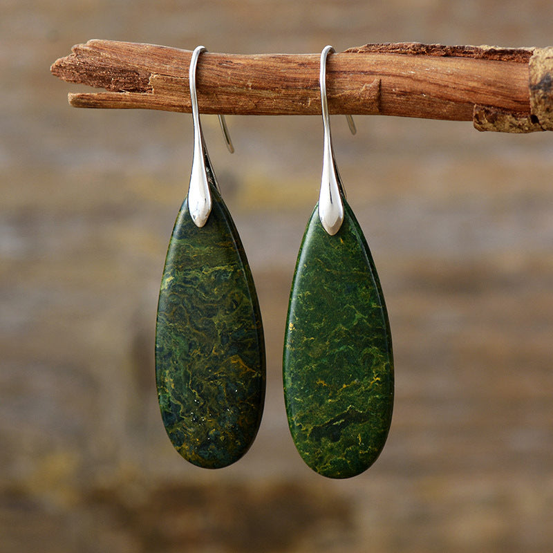 Natural Stone Waterdrop Shape Earrings - Thandynie