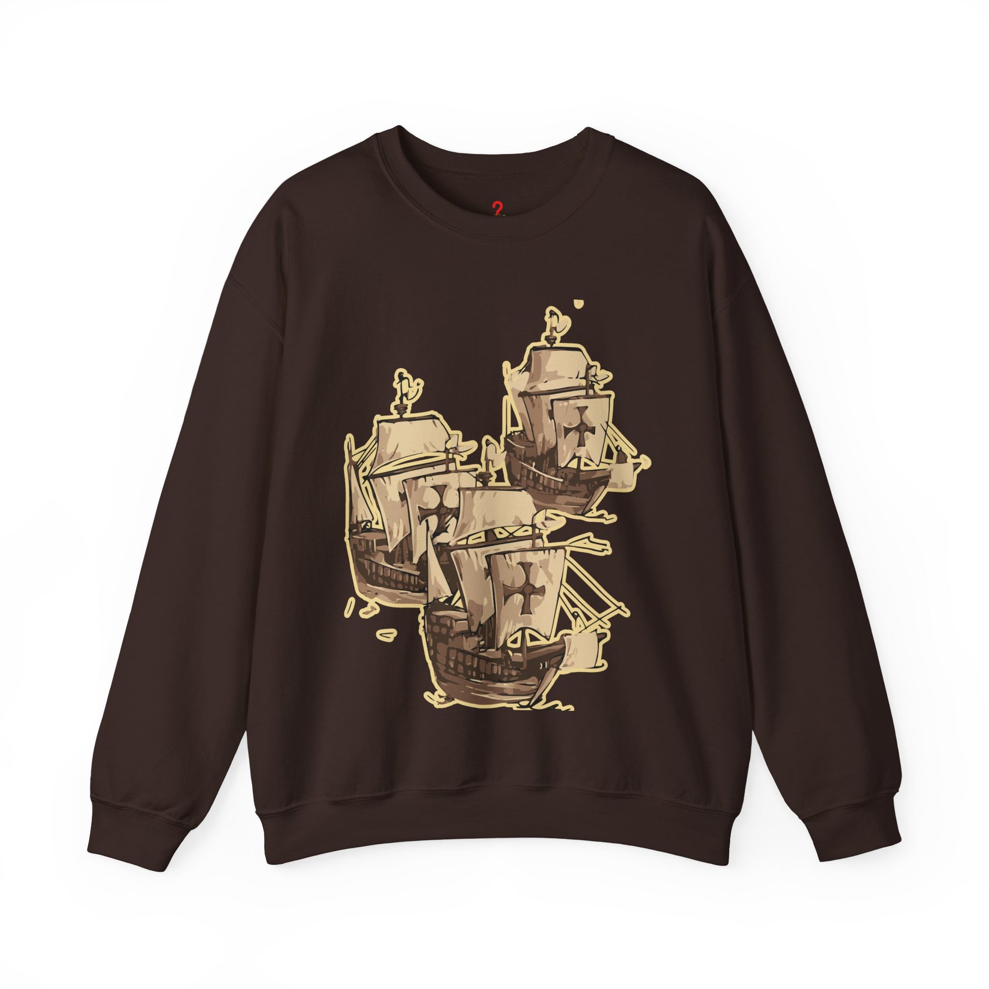 Unisex Heavy Blend Crewneck Sweatshirt with 3 Boats Design – Ultimate Comfort & Sustainability Dark Chocolate