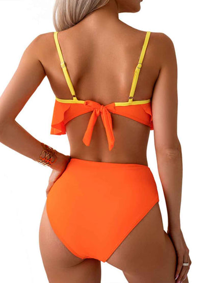 Spaghetti Strap Notched Bikini Set