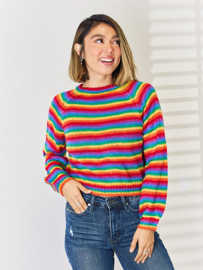 Striped Round Neck Long Sleeve Sweater Stripe