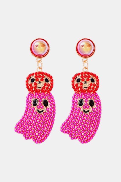 Halloween Ghost Shape Dangle Earrings Pink One Size