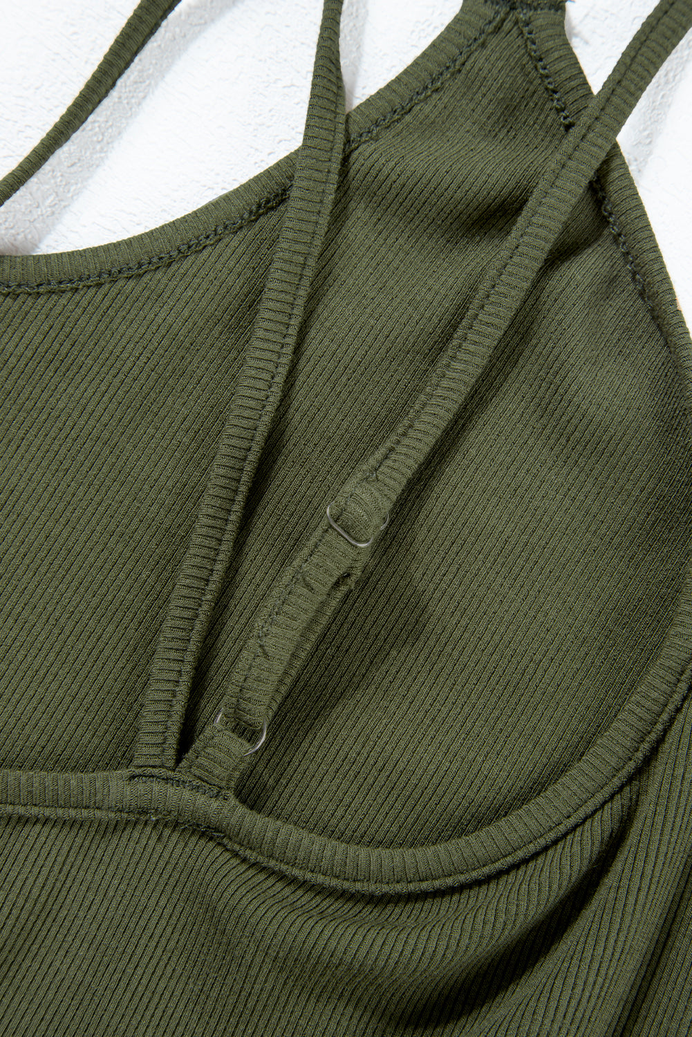 Jungle Green Exposed Seam Detail Double Straps Tank Top