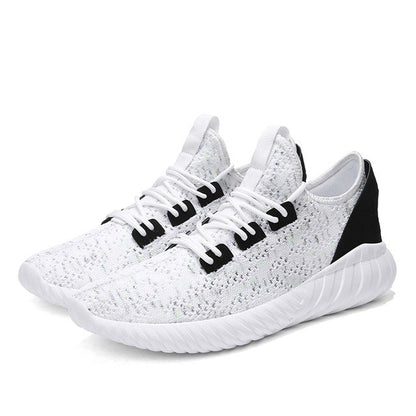 Men's Outdoor Running Shoes - Comfortable Mesh Lace-Up Sports Sneakers WHITE