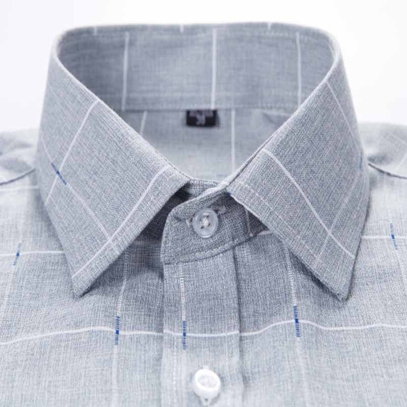 Men's Long-Sleeved Plaid Slub Cotton Shirt | Business Casual Shirt with Pocket Decoration