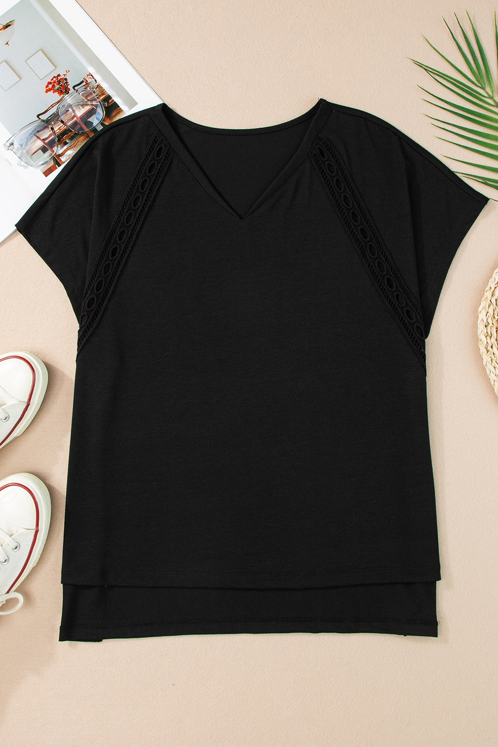 V-Neck Short Sleeve T-Shirt Black