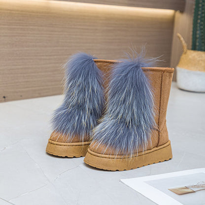 Thermal Suede Platform Boots Dusty Blue