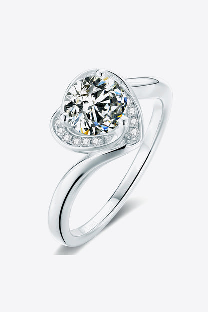 1 Carat Moissanite Heart Ring Silver