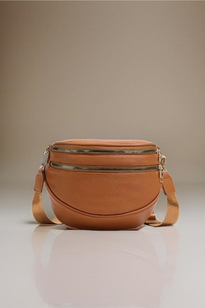 Zenana Vegan Leather Multi-Pocket Crossbody Bag | Sustainable & Stylish Women's Handbag Camel One Size