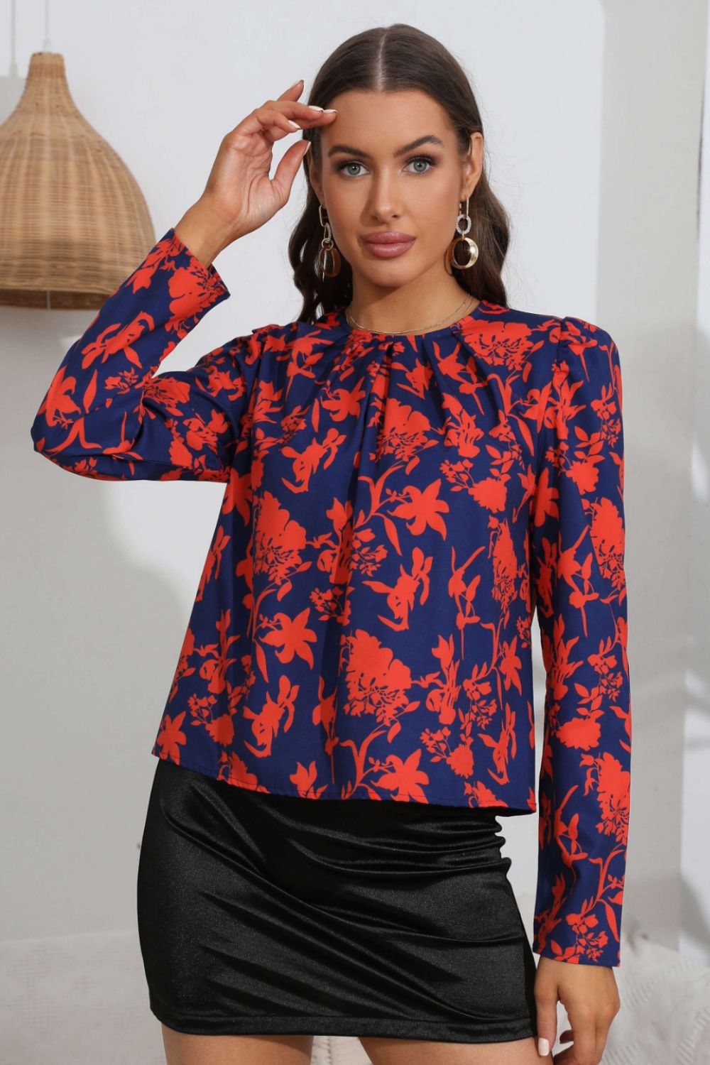 Floral Long Puff Sleeve Blouse - Thandynie