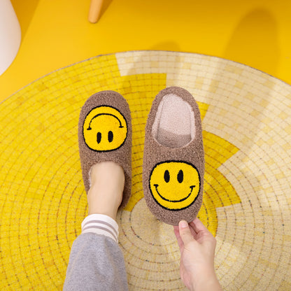 Melody Smiley Face Slippers KHAKI YELLOW