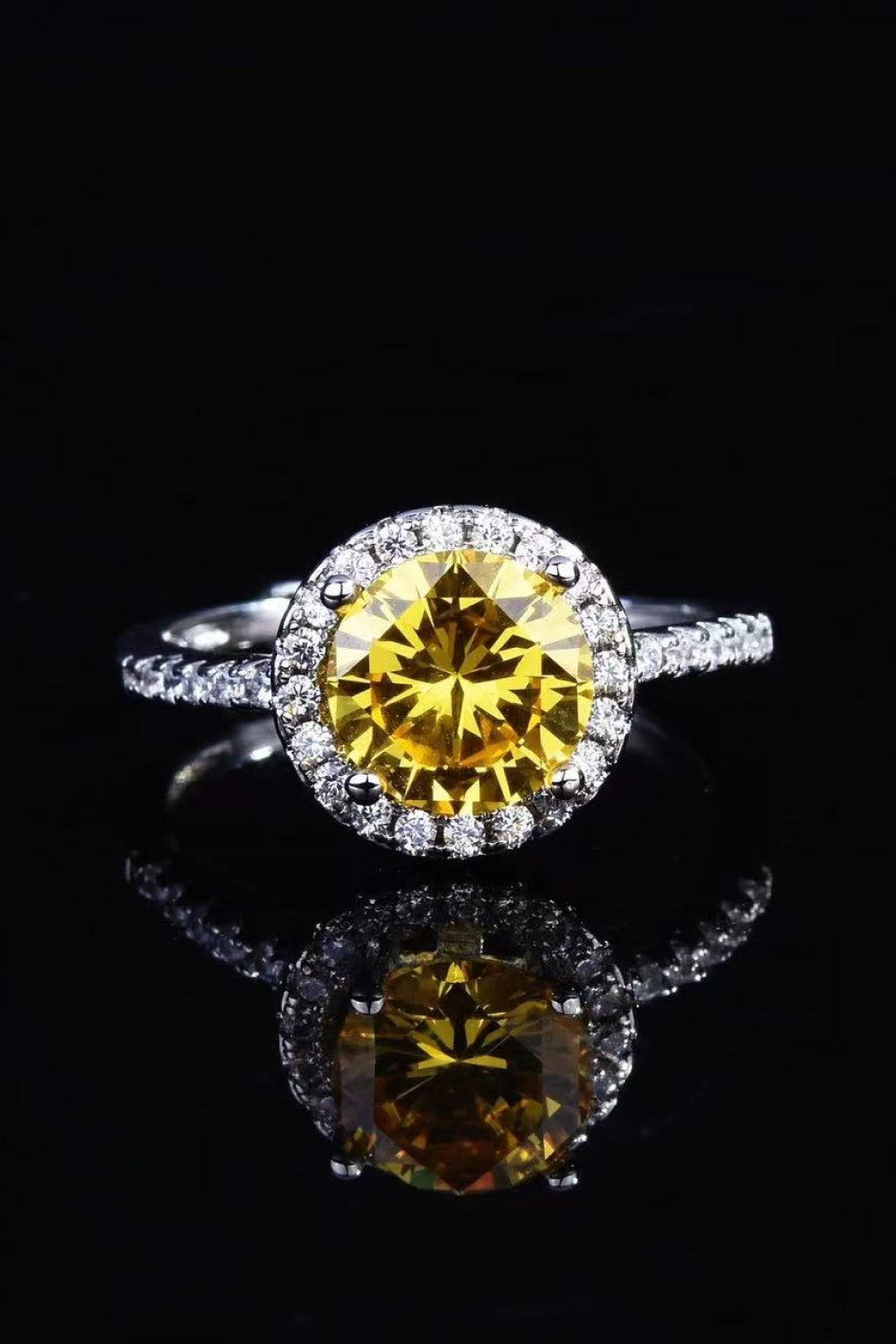 2 Carat Moissanite Round Ring Yellow