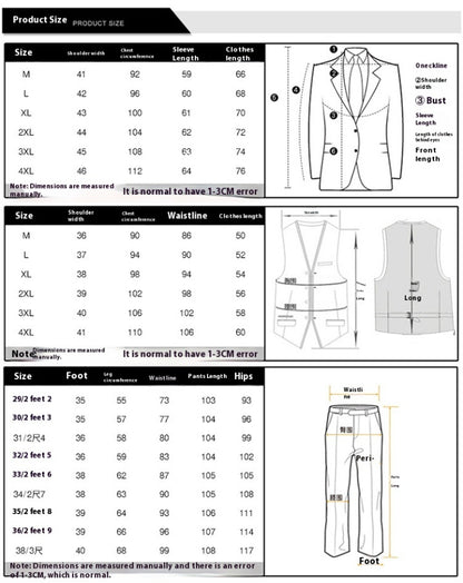 Slim Fit Suit Suit Men's Plaid Suit Three-piece Suit