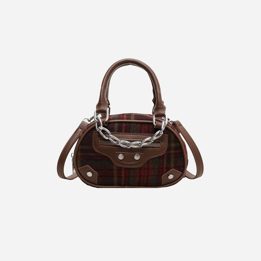 Plaid Print Crossbody Bag Brown One Size