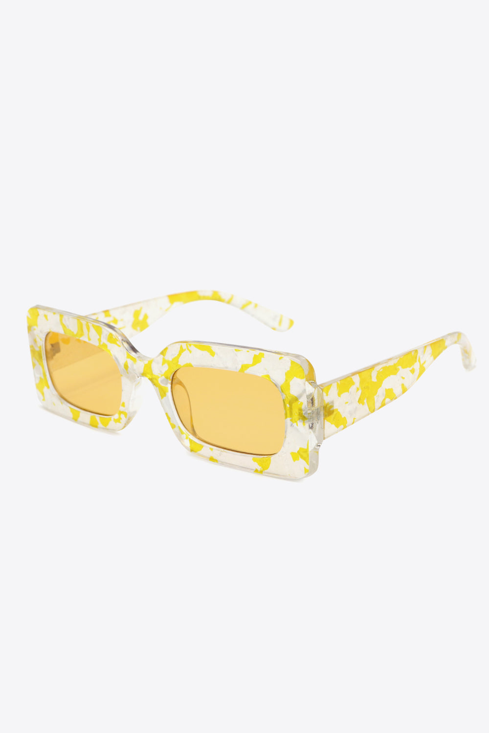 Tortoiseshell Rectangle Polycarbonate Sunglasses Butter Yellow One Size