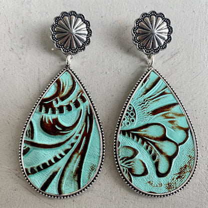 Alloy Teardrop Earrings Aqua One Size