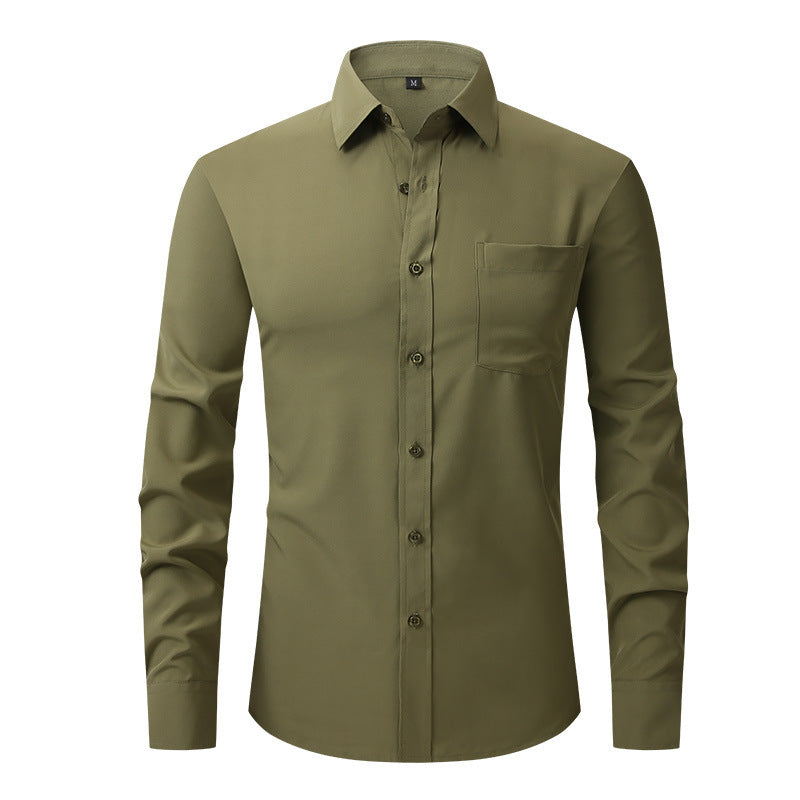 Men's Business Casual Long Sleeve Shirt W78Military Green