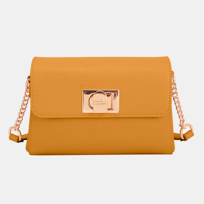 David Jones PU Leather Crossbody Bag Mustard One Size