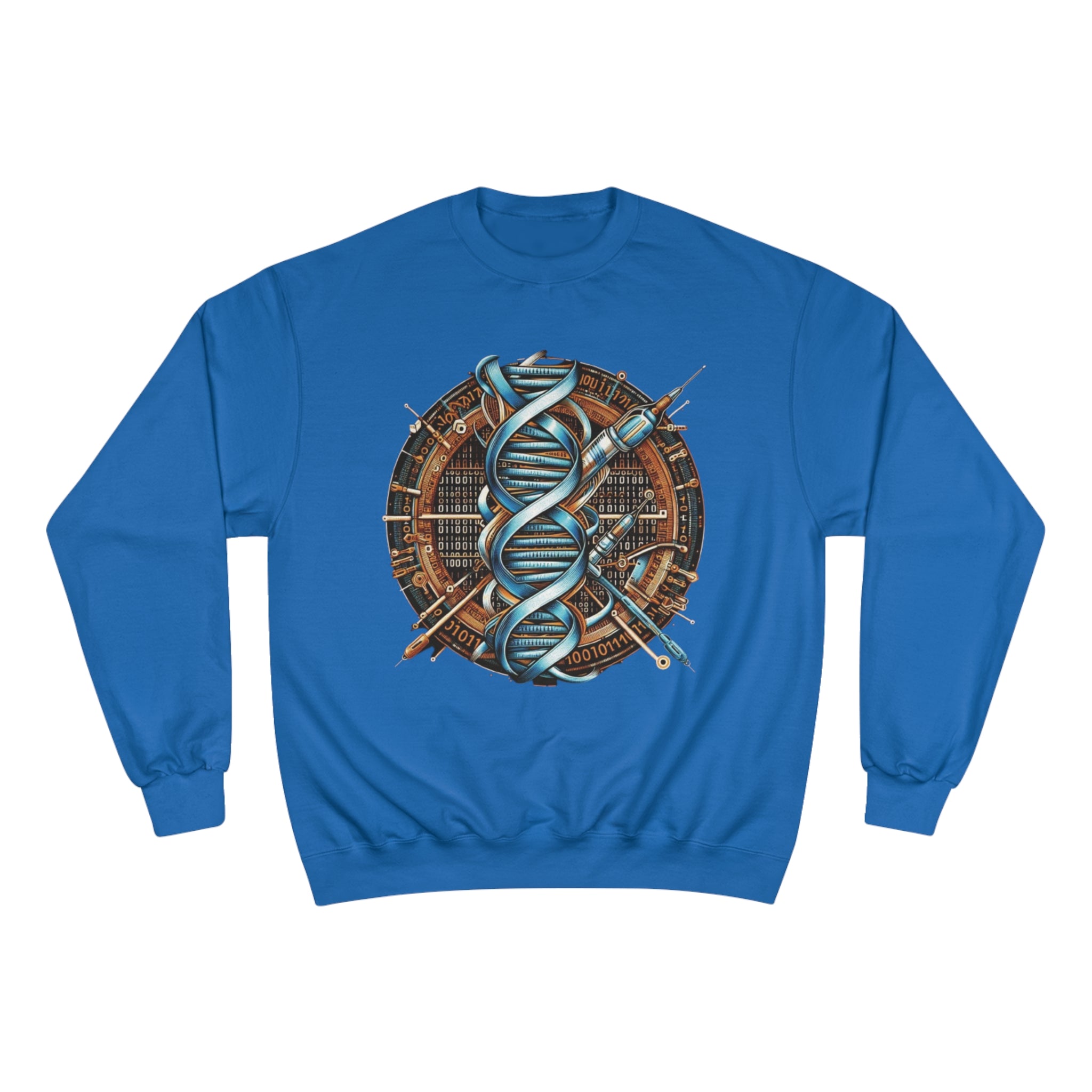 Champion Sweatshirt - Medical Data Flow Binary Stream Design Royal Blue