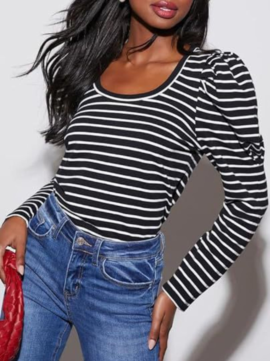 Striped Round Neck Long Sleeve T-Shirt