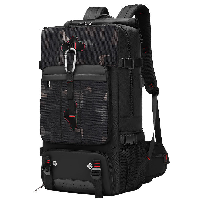 Large Capacity Outdoor Travel Bag Hiking Camping Backpack Camo Black