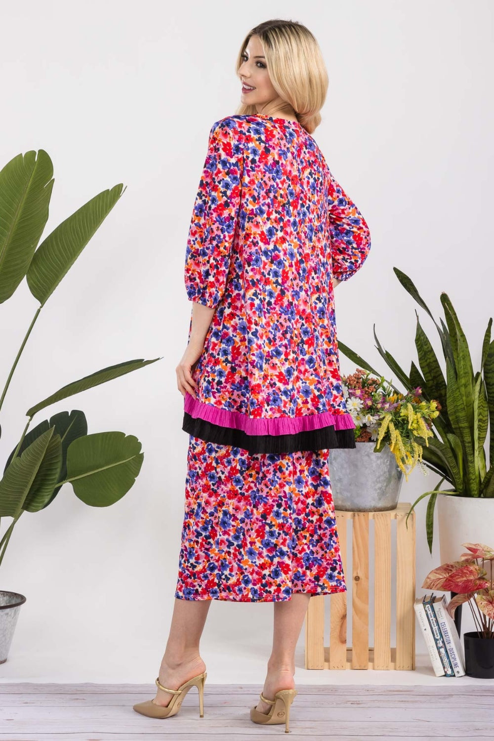 Celeste Full Size Floral A-Line Midi Skirt