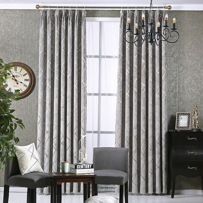 Solid Color Simple Modern Light Luxury Living Room Chenille Blackout Curtains Grey 1mx2.7m