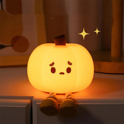 Home Decor Halloween Pumpkin Night Light Cute Soft Silicone Lamp Touch Dimmable Rechargeable Bedside Decor Light Kids Gifts Halloween Decorations