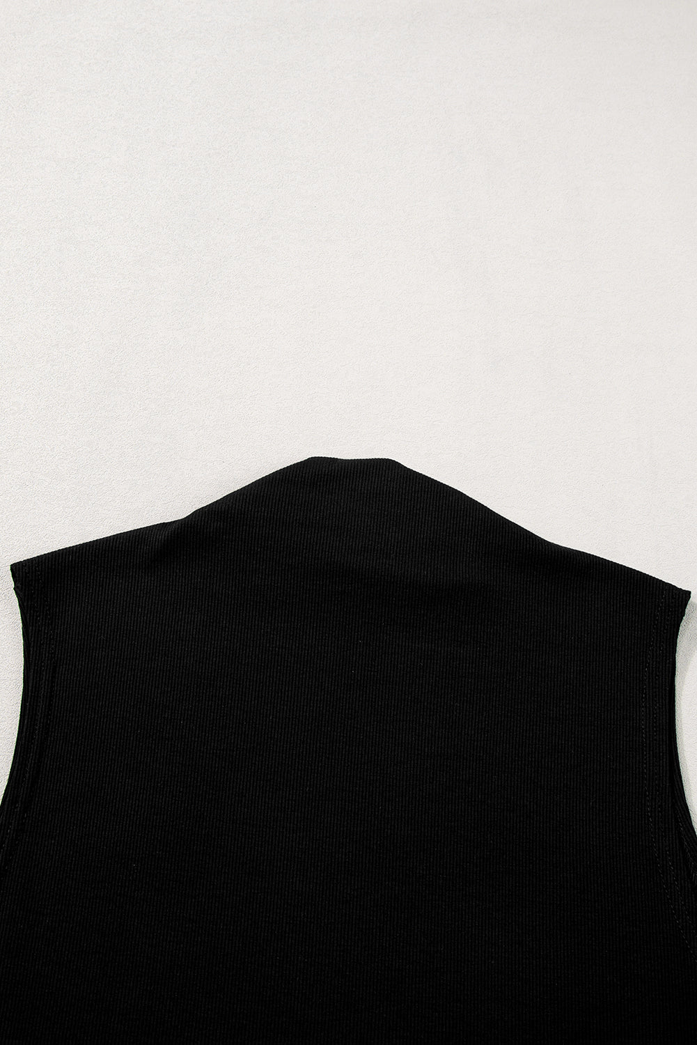 Black Solid Mock Neck Tank Top