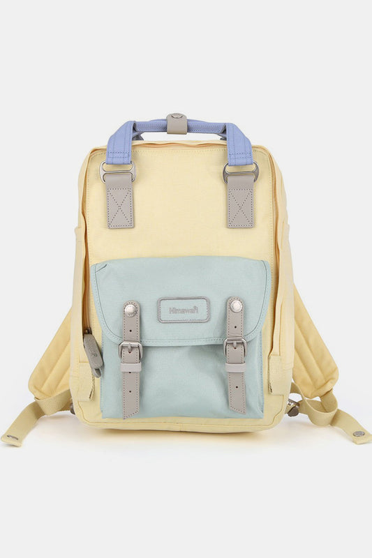 Himawari Contrast Water and Scratch-Resistant Nylon Backpack Bag Light Yellow One Size