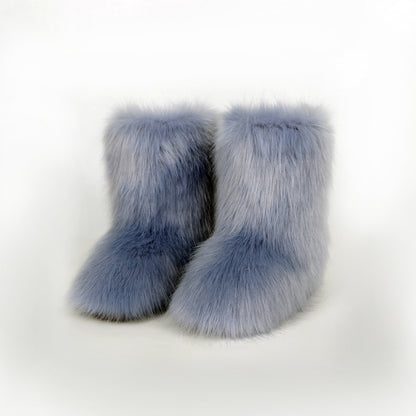 Thermal Fuzzy Platform Boots Dusty Blue