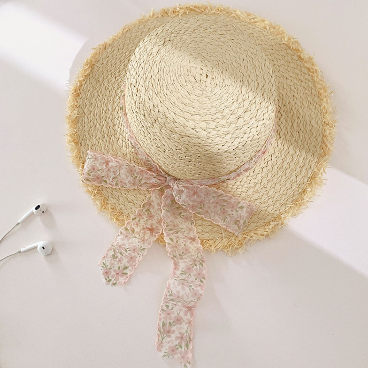 Raffia Straw Braided Sun Hat Blush Pink One Size