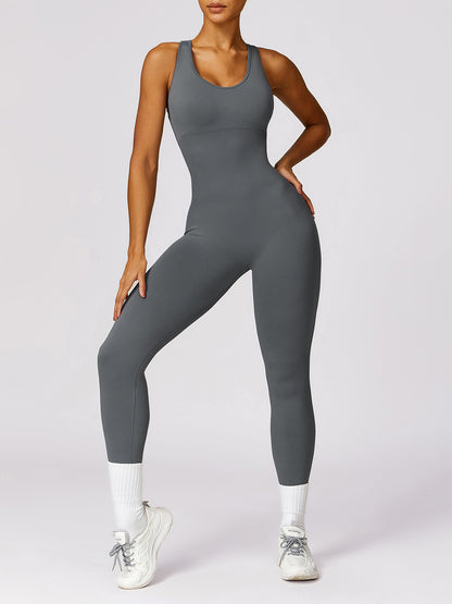 Basic Bae Sleeveless Cutout Racerback Active Jumpsuit