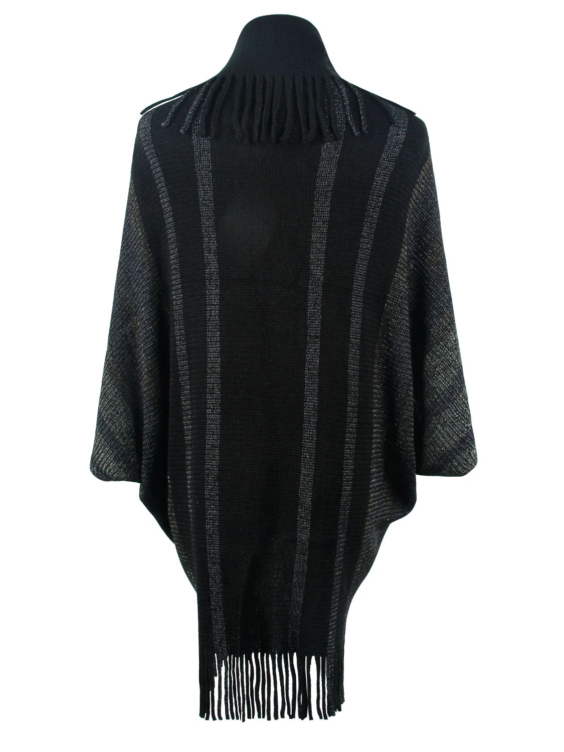 Fringe Detail Open Front Poncho - Thandynie