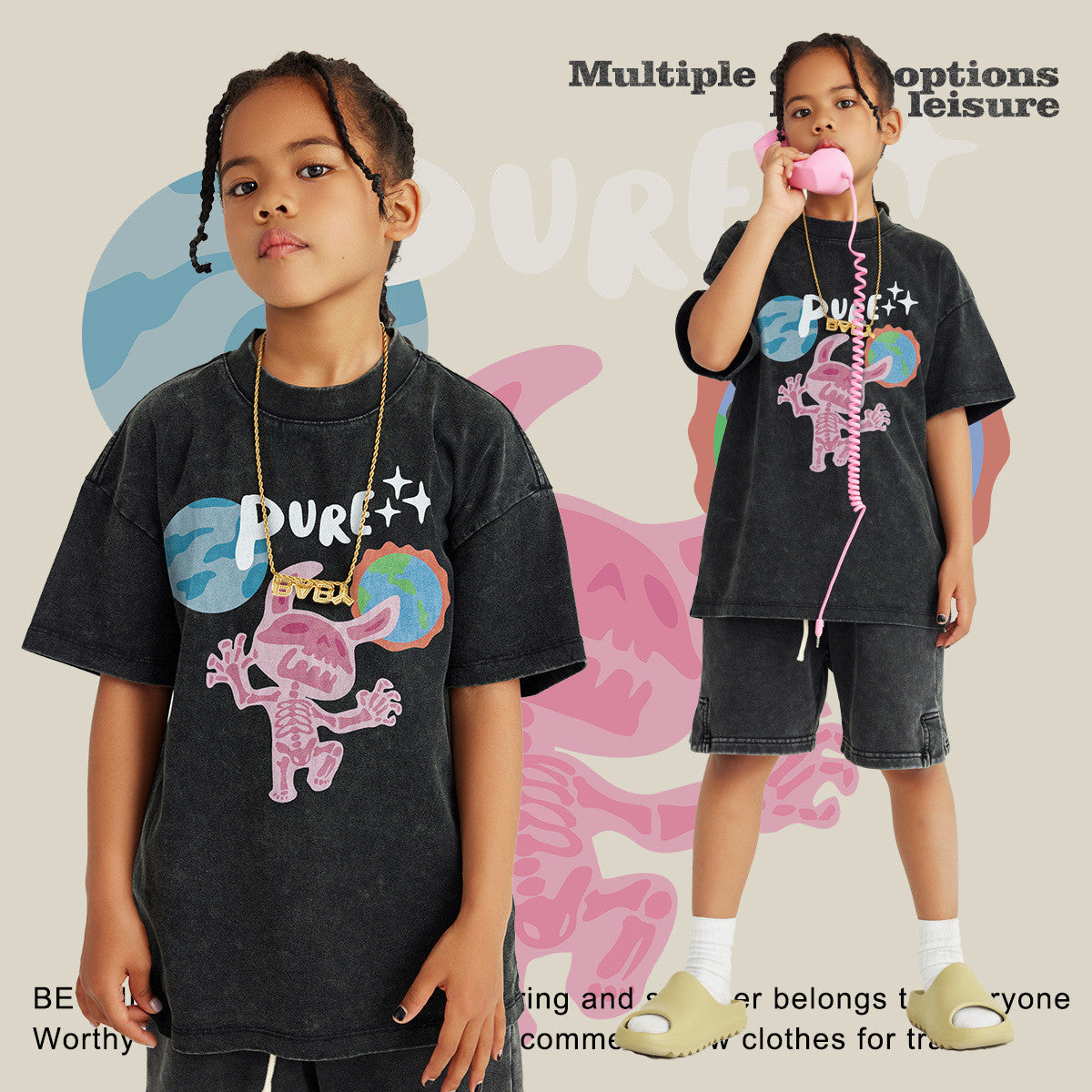 Children's Fashion Fun Rabbit Printed T-shirt