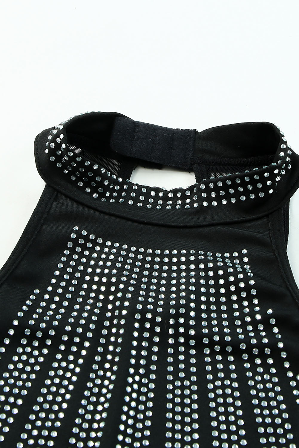 Black High Neck Sleeveless Diamante Bodysuit