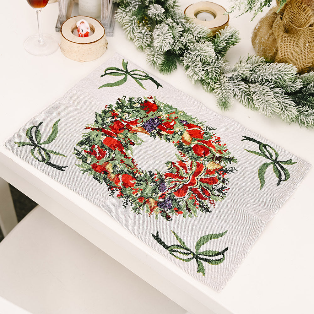 Assorted 2-Piece Christmas Placemats Wreath One Size