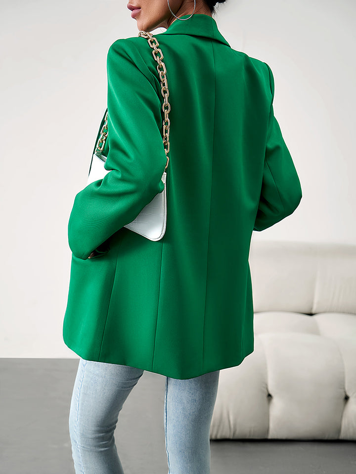 Lapel Collar Long Sleeve Blazer - Thandynie