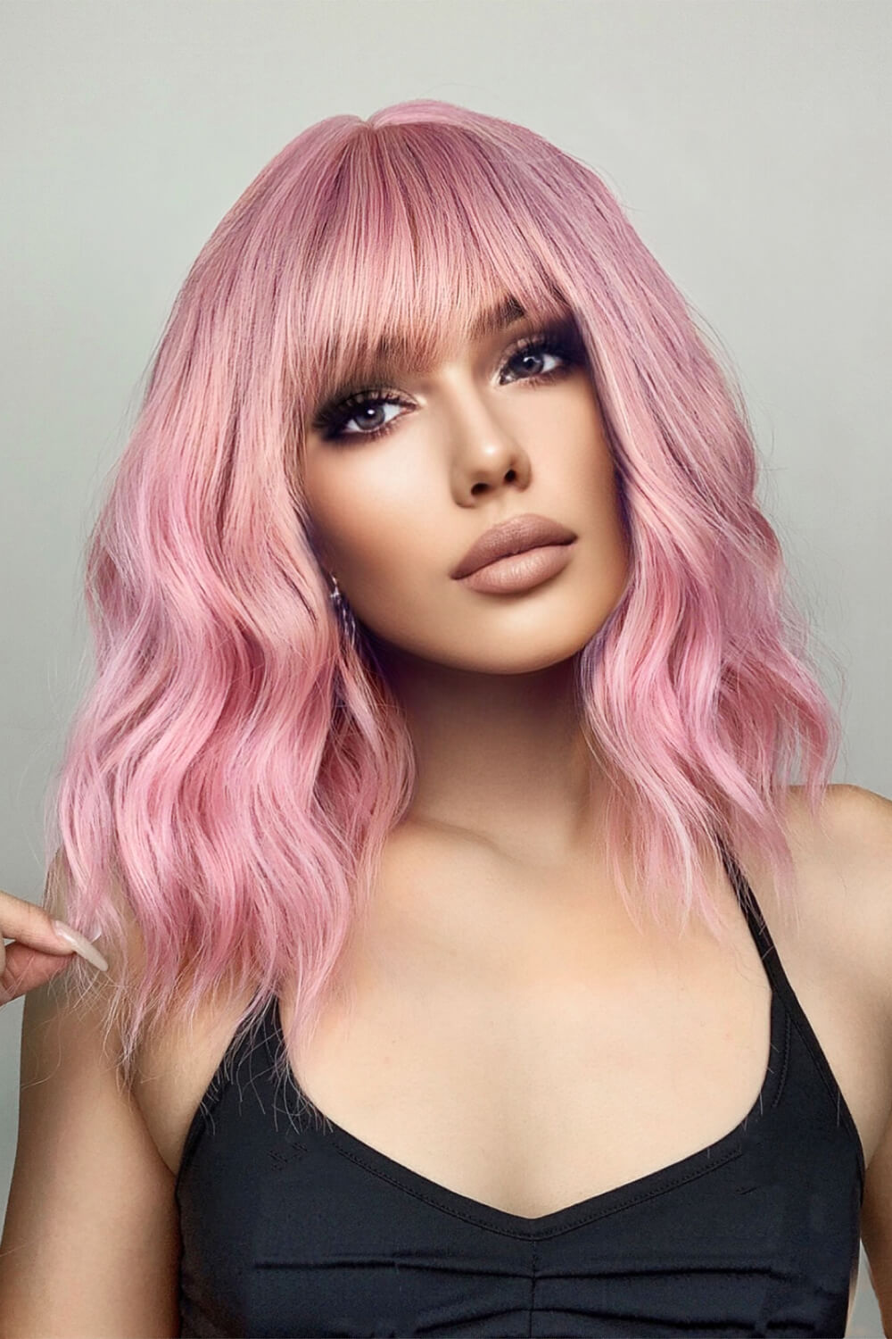 Bobo Wave Synthetic Wigs 12'' Pink One Size